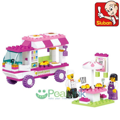 SLUBAN 102Pcs Pink Dream Snack Car Building Blocks Particles Bricks Girls educational toys toys for children