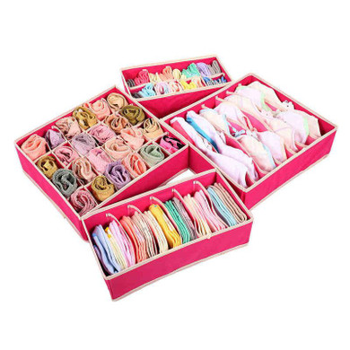 Foldable Non-Woven Storage Boxes Set Bra Socks Draw Divider Container For Underwear Organizer