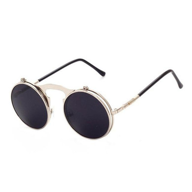 FOENIXSONG Unisex Flip Sunglasses for Women Men Round Sun Glasses Clamshell Eyewear Vintage Retro Gafas Oculos de sol SGLS3057