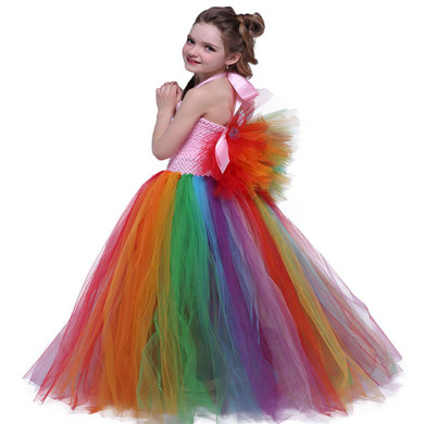 Fluffy Rainbow Girl Birthday Party Tutu Dress Little Pony Child Princess Cosplay Tutu Dresses Girls Halloween Inspired Costume