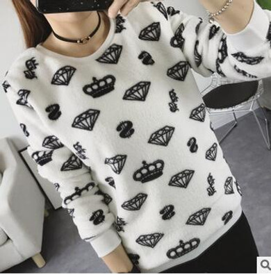Fleece Women Five Star Print Harajuku Christmas Women Sweaters 2017 Fashion Winter Wool Pullover Cashmere Knitted Sweater Warm