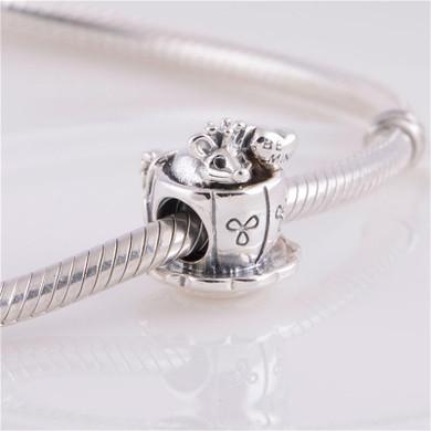 Fits European Charms Bracelets 100% Pure Silver Beads Mouse Threaded Charm European DIY Jewelry For Women Wholesale
