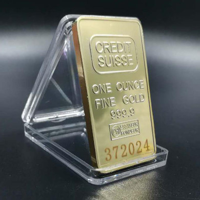 High Quality 24k Gold plated bullion bar Switzerland Credit Suisse no copy gold bullion bar with laser serial number,5pcs/lot