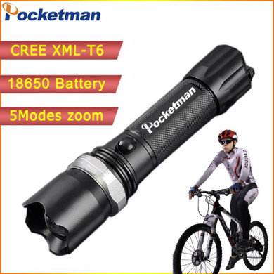 High Power CREE XML-T6 5 Modes Flashlight 3800 Lumens LED Flashlight Waterproof Zoomable Torch lights 18650 or AAA battery