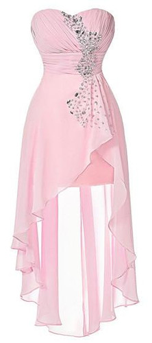 High Low Bridesmaid Dress 2017 Short Front Long Back Prom Gown Strapless Bead Sequin Pink Turquoise Bridesmaid Dress Grace Karin