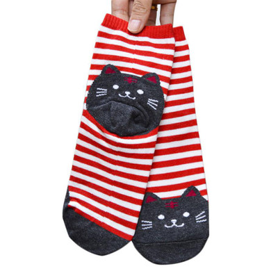 CHAMSGEND WillBeen 3D Animals Striped Cartoon Socks Women Cat Footprints Cotton Socks Floor de16 Drop Shipping