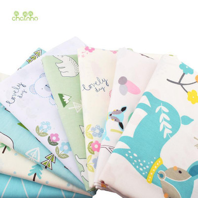 Chainho,8pcs/lot,New Cartoon series Twill Cotton Fabric,Patchwork Cloth,DIY Sewing Quilting Fat Quarters Material For Baby&amp;Child