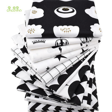 Chainho Twill Cotton Fabric,Patchwork Black Tissue Cloth,DIY Sewing Quilting Fat Quarters Material For Baby&amp;Children,10pcs/lot,
