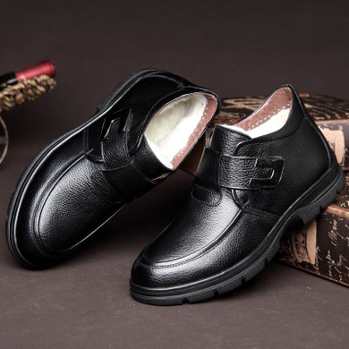 NPEZKGC Men Boots Winter With Fur Warm Snow Black Boots Men Shoes Fashion Male Rubber Winter Working Combat Ankle Boots