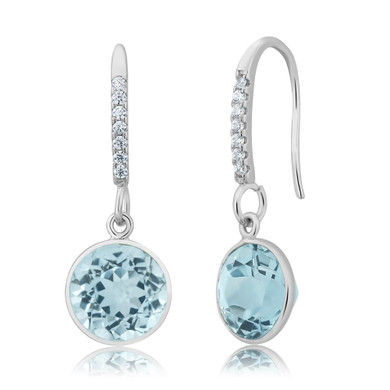 GemStoneKing Amazing 5.00 Ct Natural Blue Topaz Dangle Earrings For Women 925 Sterling Silver Fashion Luxury Engagement Jewelry