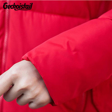 Geckoistail New Winter Fashion Womans Jacket Parka Coats Fur Collar Hooded Down Cotton Warm Parkas Coat Student Wadded Jackets