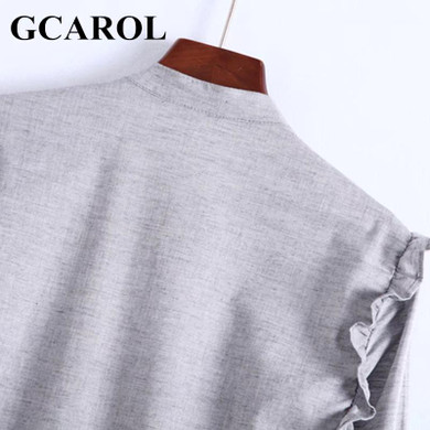 GCAROL New Arrival Embroidered Black Floral Women Blouse Stand Collar Ruffles OL Shirt Elegant Vintage Female Tops For 4 Season
