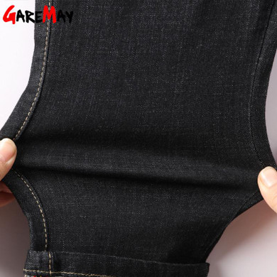 GAREMAY High Waist Jeans Women Sknniy Plus Size Sretch Flanging Knee Length Female Jeans Woman Black Denim Womens Shorts Summer
