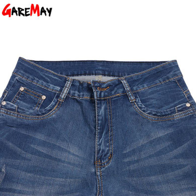 GAREMAY 2017 Women Summer Jeans Capris Cropped Trousers Stretch High Waist Casual Pants Female Slim Fashion Denim Capris 8801