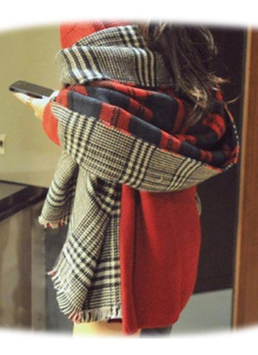 IMC Lady Women's Long Check Plaid Tartan Scarf Wraps Shawl Stole Warm Scarves Red