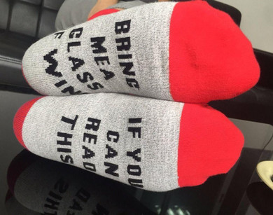 If You can read this Bring Me a Glass of Wine Black Socks Funny Custom Women Men 2017 New Socks