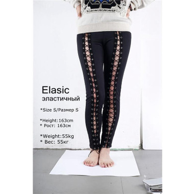 iEASYSEXY 2017 Black Hollow Out Bandage Pencil Pants Women High Waist Stretch Street Stylish Front Lacing Up Sexy Party Trousers