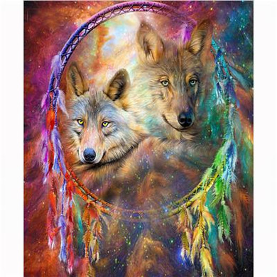 Icon Diamond Embroidery Wolf Dream Catcher 5D Cross Stitch Square Drill Diamond Painting DIY Wall Sticker Decoration Paintings