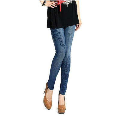 Fashion Women  Stretch Denim Faux Jeans Leggings  Small Feet Pencil Pant
