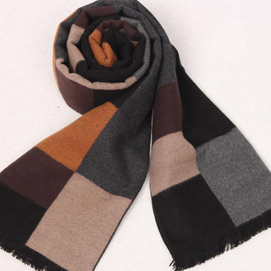 Fashion Winter Men Scarf Hot Sale Thicked Warm Man's Mulberry Silk Scarf Plaid Scarf For Man Winter Autumn Scarf
