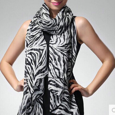 Fashion Trendy Long Zebra Printed Chiffon Scarf Women Girls shawl Soft Smooth Hot