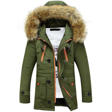 QZXZSM Men's Winter Jacket 2017 New Zipper Warm Winter Fur Collar Men Parka Long Coat Jacket Parka Men's Clothing