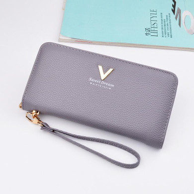 QWEEK Women Wallets 2017 New Long Fashion PU Leather Wallet Female V Clutch Card Holder Girl Coin Purse Zipper Cell Phone Pocket