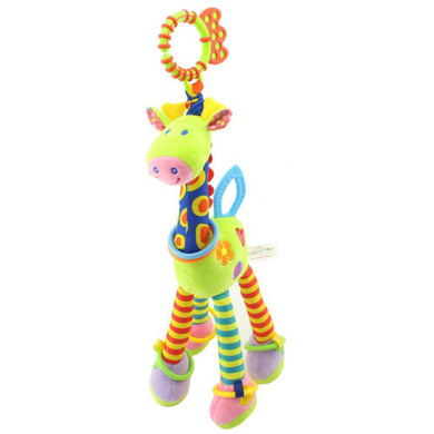 Quality deer plush toys bed baby mobile hanging baby rattles toy giraffe with bell ring infant teether Toys gift
