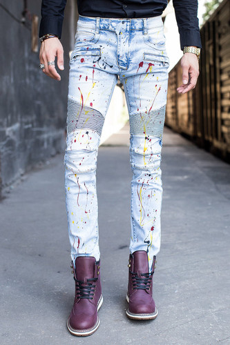 High Quality Design Fashion Men's Classic Jeans Straight Full Length Casual Jeans Men Hip Hop Biker Jeans Slim Skinny Jeans Men