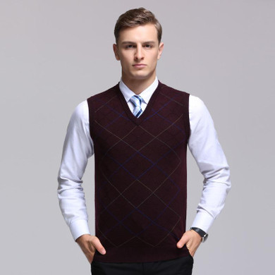 High quality autumn new arrival male cashmere sweater sleeveless pullover fashion striped mens v-neck wool sweater vest