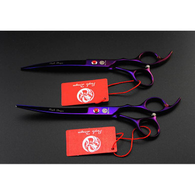 High Quality 4 in 1 Purple Professional Pet Grooming Scissors Sets 7 inch curved tesoura para Puppy Dogs Hair Thinning Shears