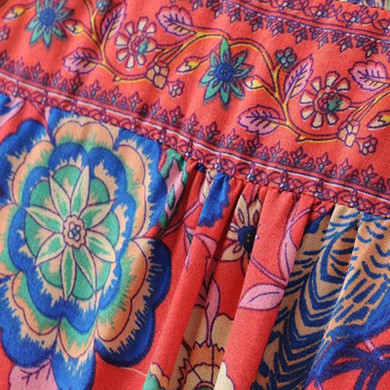 Boho Vintage Birds Floral Print Blouse Shirts Women 2018 New Fashion O Neck Long Flare Sleeve Laides Blouses Casual Femme Blusas