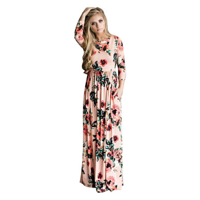Bohemian Maternity Dress Floral Printed Dresses For Pregnant Women Long Three Quarter Sleeve Loose Maxi Dress Vestidos Boho 3XL