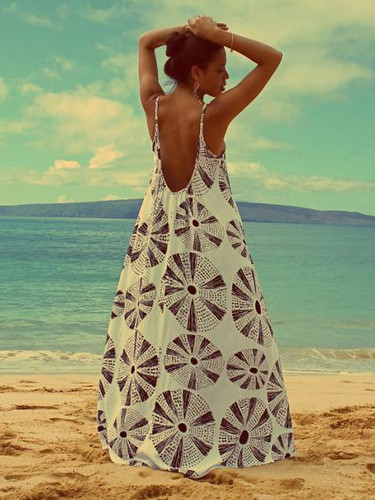 Bohemia Floral Spaghetti-neck Maxi Dress