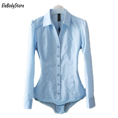 Body Blouse Shirt 2017 Blusas Women Bodysuit Blouses Tops Casual White Blue Blusa Long Sleeve Ladies Office Shirts Clothing