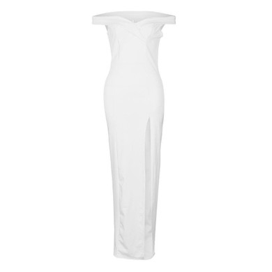 OHVERA Vintage Side Split Off Shoulder Summer Dress Elegant High Waist Pleated Maxi Dress Women Sexy Party Long Dress