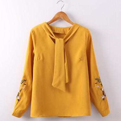 Office Women Blouses Embroidery White Shirt Bow Chiffon Blouse Women Blusa Feminina Embroidered Tops Plus Size Feminine Shirts