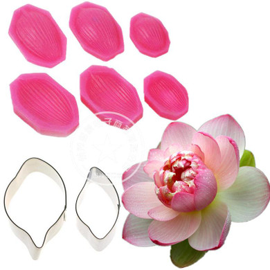 Water Lily Lotus Petal Flower Veiner &amp; Cutter Fondant Sugarcraft Stainless Steel Cutter DIY Cake Decorating Tools sets