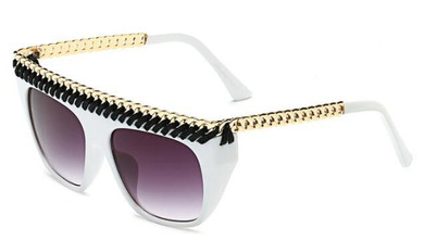 Peekaboo black gold chain sunglasses women big frame fashion star style fashion sunglasses gradient brown uv400