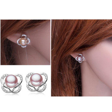 Pearl Jewelry Set,Trendy Wedding Pearl Necklace Earrings 925 Silver Find Jewelry Set For Women Mother Birthday Gifts White Pink