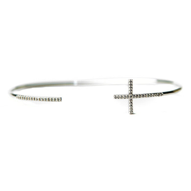 PAVE CROSS OPEN CUFF BRACELET