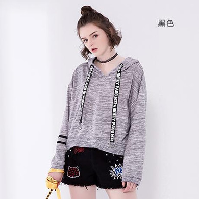 PASS Women Sweatshirt Hoodie 2018 Harajuku Kawaii Hooded Long Sleeve Cotton Loose Crop Top Sweatshirt Korean Hoodies