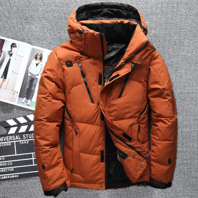 2017 Winter new fashion casual men's hooded down jacket thickening warm high-quality zipper pocket down jacket large size