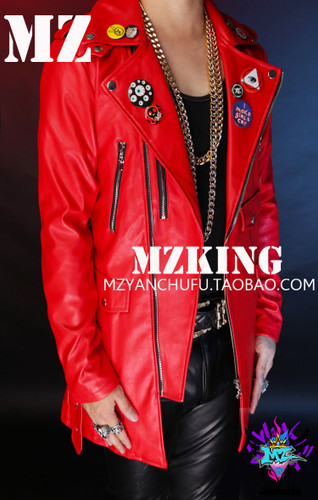 New Singers DJ Star GD Bigbang Concert Costumes Male Stage Long Design Motorcycle Leather Jacket Coat ! S-5XL free shipping