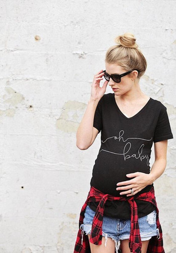 Funny Short Sleeve Maternity T shirt Comfortable Cotton Graphic Maternity Tees TShirt maternity tops t-shirts for pregnant women