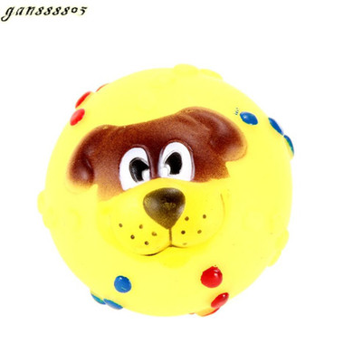Funny Pet Dog Ball Toy Dog Face Sound Squeaky Toys Soft Rubber Chew Sound Ball Toys