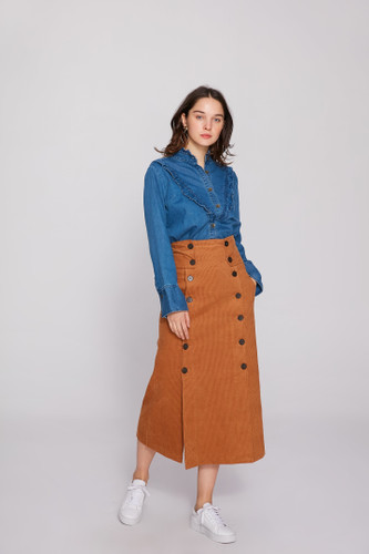 Frill Detail Denim Shirt F7STPC12004