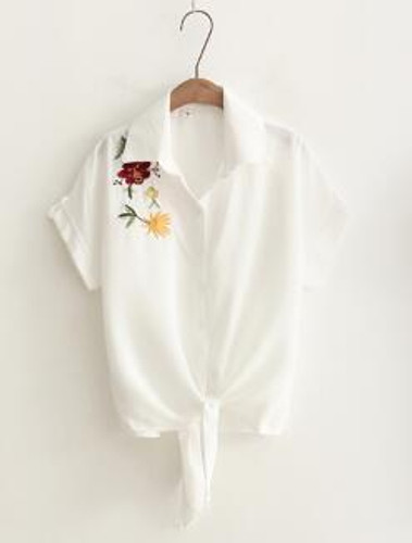Freshness embroidery short Sleeve Women Blouses And Shirts White cat Female Ladies Casual Shirt Tops Plus Size Blusas Blouse