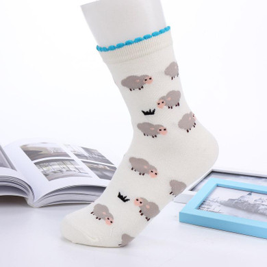 Japanese Harajuku Women Cartoon Socks Girls Kawaii Candy Color Sheep Short Socks Funny Lace Sock Sokken Female Cotton sock