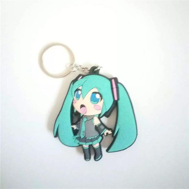 Japan Anime Figures Toys Hatsune Miku PVC Keychain Keyring Pendants Dolls Kids Friends Promotional Gift 2 Sides